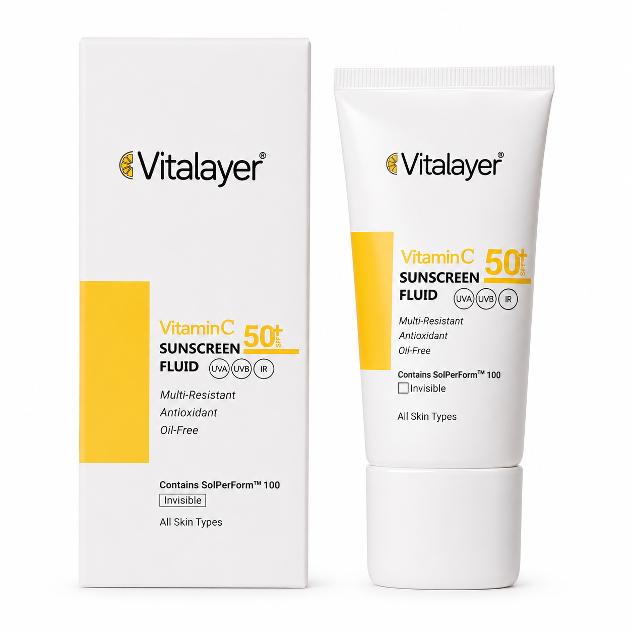 فلوئید ضدآفتاب بی رنگ ویتالیر Vitalyar مناسب انواع پوست SPF 50 حجم 50 میلی لیتر