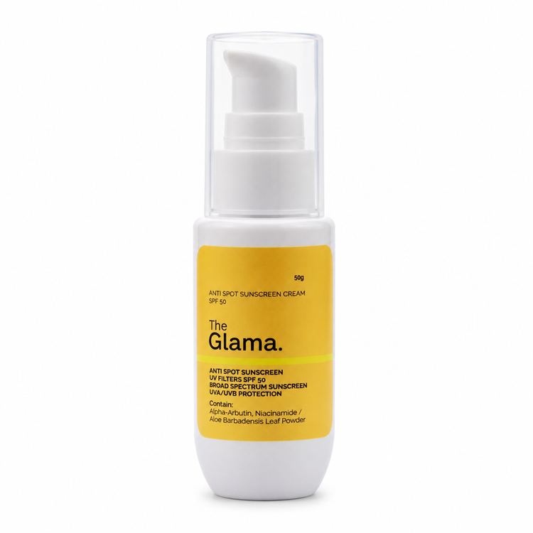 کرم ضد آفتاب GLAMA گلاما بی رنگ و ضد لک مدل ANTI SPOT مناسب انواع پوست SPF 50
