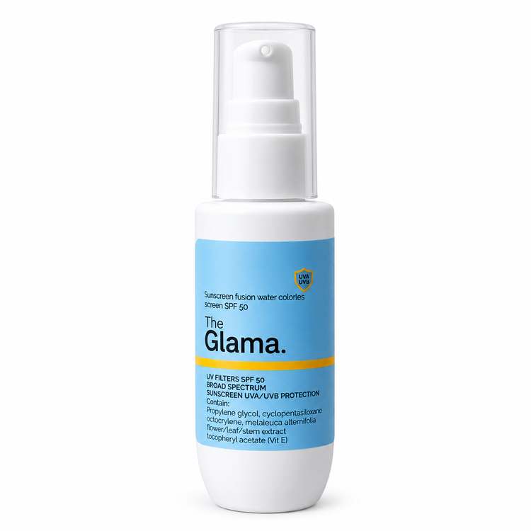 کرم ضد آفتاب گلاما THE GLAMA مدل FUSION WATER مناسب انواع پوست SPF50 حجم 50 میلی لیتر